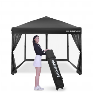 10'x10' pop up canopy tent with 4 netting sidewalls - Black